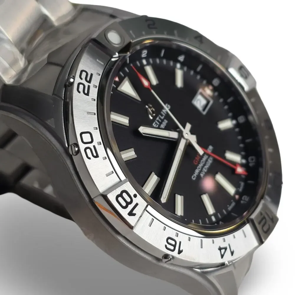 Breitling Avenger GMT 44 Black Dial Steel Mens Watch A32320101B1A1 Brand New Box